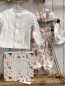 Preview: neu 4 teiliges Boboli Baby Geschenkset Gr. 68  Langarmshirt + Leggings + Mütze + Lätzchen rosa weiß gestreift + maritime Motive